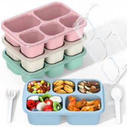 Box Bento Lunch Adults 9,12 X 6 X 2,1 Pulgadas, Trigo (green/blue/pink/beige)