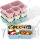 Box Bento Lunch Adults 9,12 X 6 X 2,1 Pulgadas, Trigo (green/blue/pink/beige)