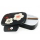 Box Bento Kotobuki 2 Layer, Black Flores Lid a Presion