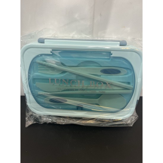 Food Container Food Lunch Bento Box Adults 3 Compartment Utensilios Sin Bpa Blue
