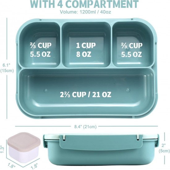 Box Lunch Bento Adults, Food Container Adults Hombres Mujeres 4 Compartment