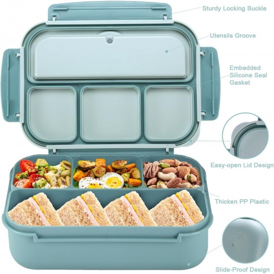 Box Lunch Bento Adults, Food Container Adults Hombres Mujeres 4 Compartment