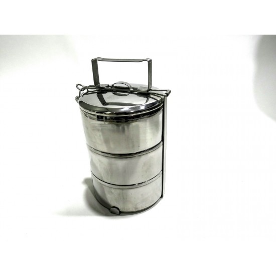 Portaalimentos Zebra 3 Layer Tiffin Bento Box Stainless Steel
