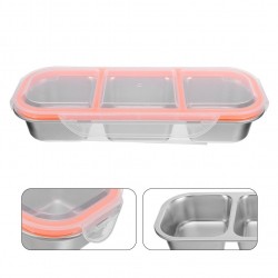 Lunch Box: Food Container Lunchbox - Lunch Box Bento Stainless Steel 600 3 Compartment