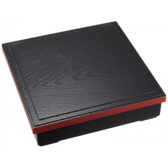 Bento Box, Shokado Dx 7.5 Divider, Black Rim, Vermilion W22.5 D22.5 H6cm