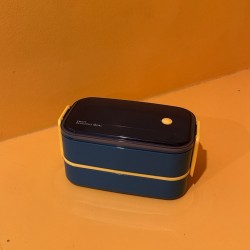 Lunch Box Stackable Blue Yellow Bento - Almacenamiento Food 2 Layer