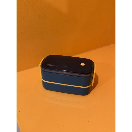Lunch Box Stackable Blue Yellow Bento - Almacenamiento Food 2 Layer