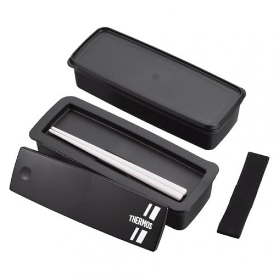 Box Lunch Thermos Bento 2 Layer Fresca 980 Black Plateada Djs-981w