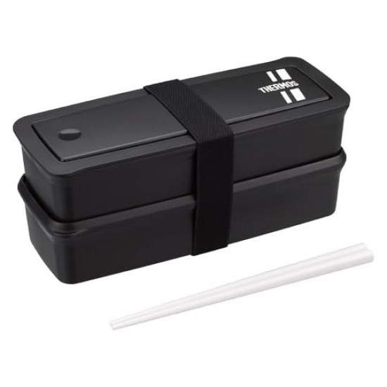 Box Lunch Thermos Bento 2 Layer Fresca 980 Black Plateada Djs-981w