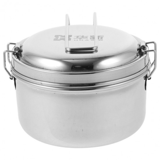 1 Set Box Bento Stainless Steel Double Layer Box Lunch Bento Mano