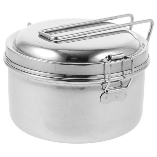 1 Set Box Bento Stainless Steel Double Layer Box Lunch Bento Mano