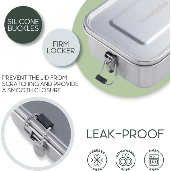Fluniglobal Box Bento Stainless Steel I 1400ml I 2 Compartment Extraible