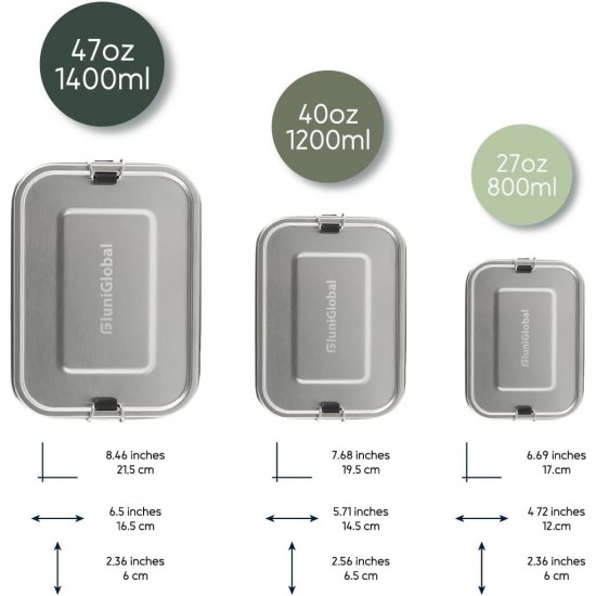 Fluniglobal Box Bento Stainless Steel I 1400ml I 2 Compartment Extraible