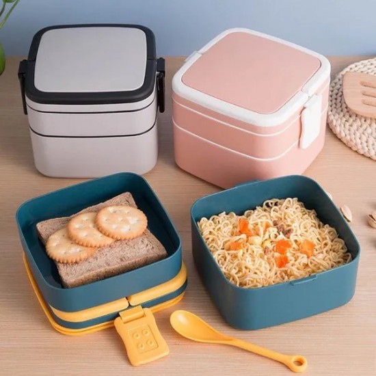 Insulated Japanese Bento Box, Microwave-safe Plastic Lunch Container with Handles, Multi-layer Leak-proof Design