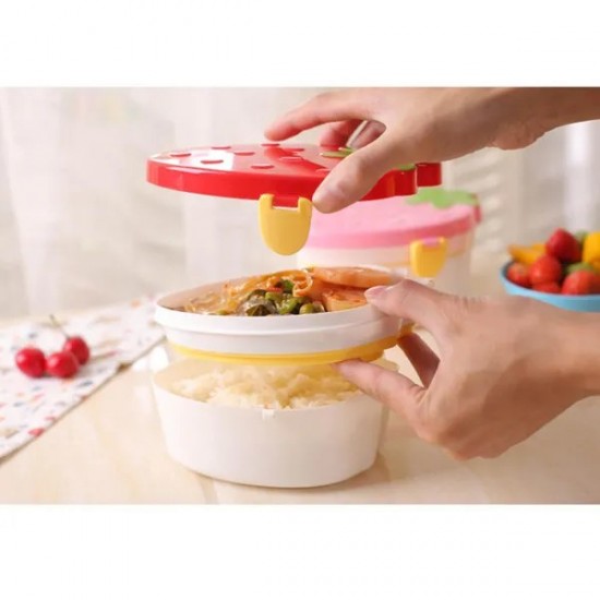 Strawberry Lunch Box Double Tier Cute Bento Lunchbox Microwave Food Container