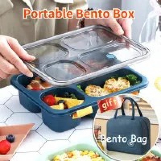 Portable Outdoor Bento Box Food Storage Containers Leak-proof Lunch Box for Kids Microwaveable Breakfast Boxes with Insulation Bags