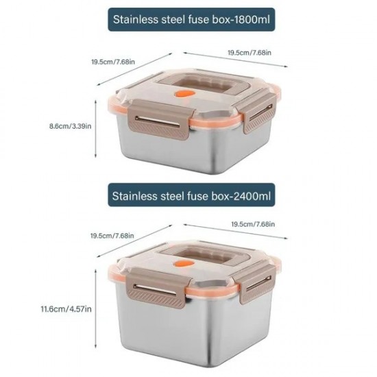Leak Proof Stainless Steel Lunch Box Food Storage Container with Translucent Lid Kitchen Organization Accessories