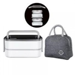 Double Layer Stainless Steel Heated Lunch Box Sealed Insulated Bento Container