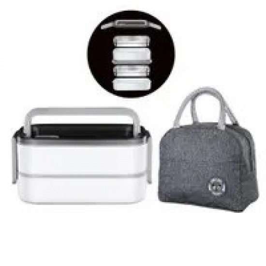 Double Layer Stainless Steel Heated Lunch Box Sealed Insulated Bento Container