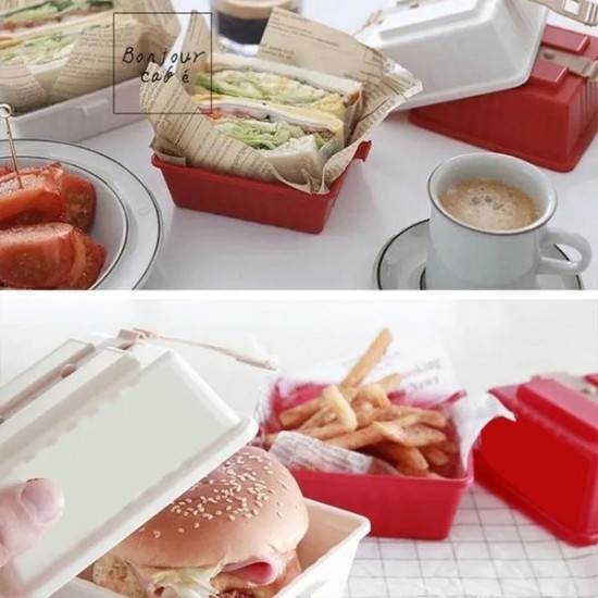 Hamburger Sandwich Box Portable Lunch Bento Box for School Office Students Adults Keep Food for Fresh Containers with Lid Insulation Boxes