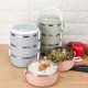 3 Tier Bento Lunch Box Stainless Steel Bowl Latch Lock Handle Picnics Office