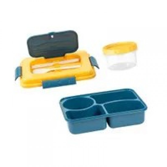 Microwave Safe Multi Compartment Lunch Box with Soup Container and Utensils Leak Proof Design for Office School Meals