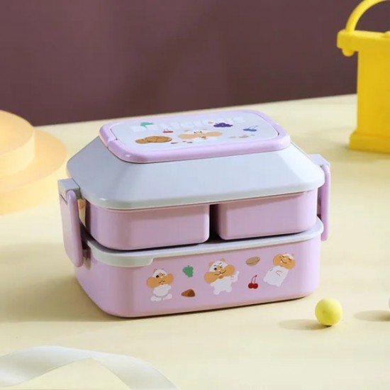 Portable Lunch Box Compartment Bento Organizer with Handle and Buckles