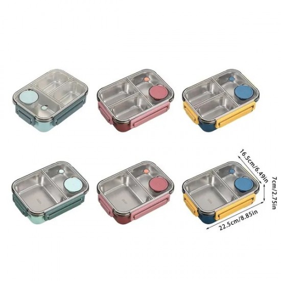 Stainless Steel Lunch Box with Sealed Dividers Leak Proof Food Storage Container Segmented Dinnerware for Everyday Use