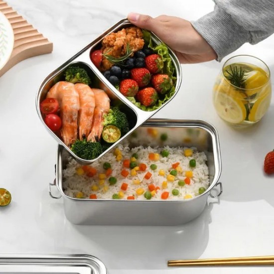 Portable Stainless Steel Lunch Box Sealed Leak-proof Lunch Containers Bento Box Reusable Food Storage Container Xvm